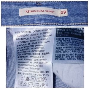 Levi's Jeans - Levi's 721 High Rise Distressed Skinny Jeans Levi's Jeans - Levi's 721 High Rise Distressed Skinny Jeans